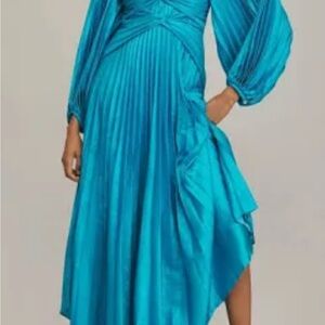 ACLER Elegant Blue Pleated Dress, so perfect, long sleeve